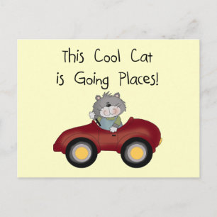 Katzen-gehende Platz-rote Auto-T-Shirts und Postkarte