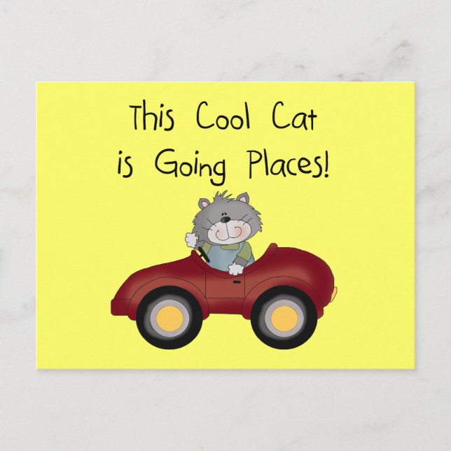 Katzen-gehende Platz-rote Auto-T-Shirts und Postkarte (Vorderseite)