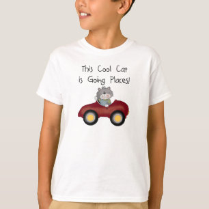 Katzen-gehende Platz-rote Auto-T-Shirts und T-Shirt