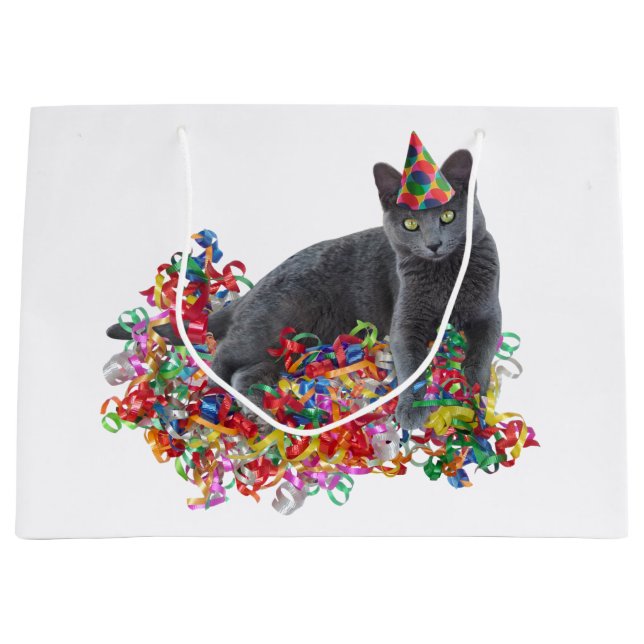 Katzen-gelockte Band-Geschenk-Tasche Große Geschenktüte (Vorderseite)