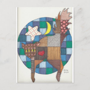 Katzen - gequiltet postkarte