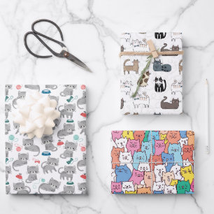 Katzen-Geschenkpapier, Katzenbaby-Geschenkverpacku Geschenkpapier Set