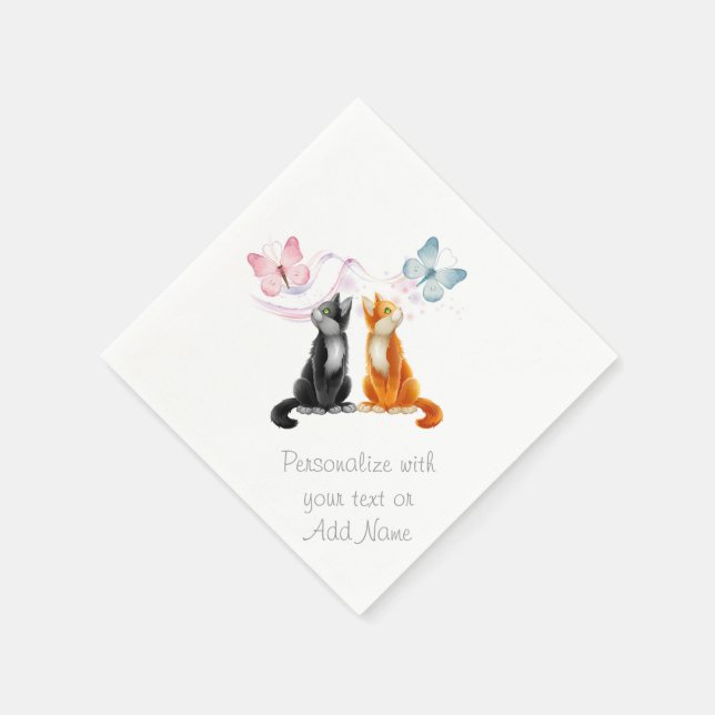 Katzen Geschlecht Aufdecken Baby-Dusche Party Napk Serviette (Ecke)