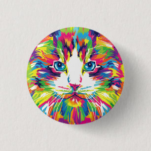 Katzen-Gesicht Geometrisches Prismen-Design-32453 Button