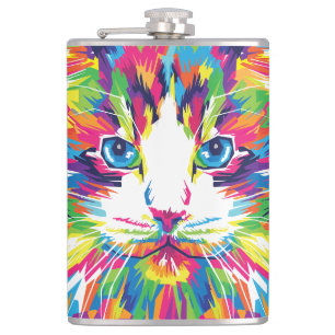 Katzen-Gesicht Geometrisches Prismen-Design-32453 Flachmann