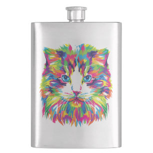 Katzen-Gesicht Geometrisches Prismen-Design-32453 Flachmann