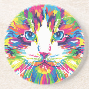 Katzen-Gesicht Geometrisches Prismen-Design-32453 Getränkeuntersetzer