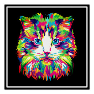 Katzen-Gesicht Geometrisches Prismen-Design-32453 Poster