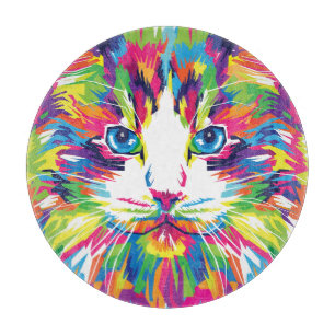 Katzen-Gesicht Geometrisches Prismen-Design-32453 Schneidebrett