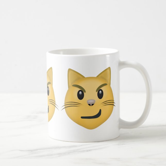 Katzen-Gesicht mit gequältem Lächeln Emoji Kaffeetasse (Rechts)