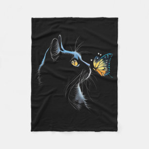 Katzen-Gesicht - Mit Schmetterling Fleecedecke