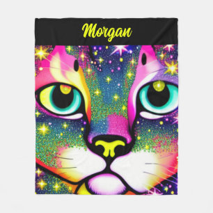 Katzen-Gesicht Nahaufnahme Pop Art   Fleecedecke
