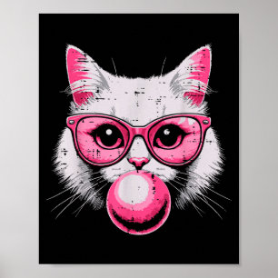 Katzen-Gesicht Nk Gles Bubble Gum Süße Katze Fraue Poster