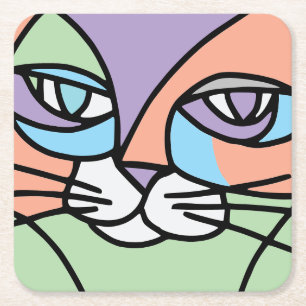 Katzen Gesicht Rechteckiger Pappuntersetzer