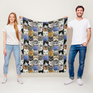 Katzen-Gesichter-Collage-Decke Fleecedecke