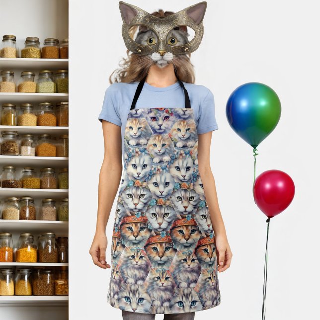 Katzen-Gesichter Sechseck-Muster Schürze (Von Creator hochgeladen)