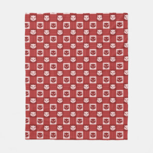 Katzen-Gesichts-Gingham-Muster-niedliches Rot Fleecedecke