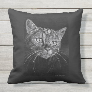 Katzen-Gesichts-Zeichnen Kissen Für Draußen