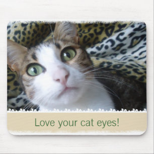 Katzen-grüne Augen - beige mousepad