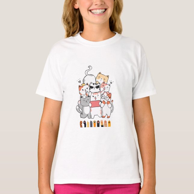 Katzen-Gruppendesign T-Shirt (Vorderseite)