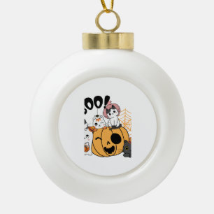 Katzen haben Spaß an Halloween Aufkleber Keramik Kugel-Ornament