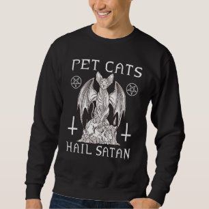 Katzen Hagel Satan Occult Satanic Cat Demonic Pen Sweatshirt