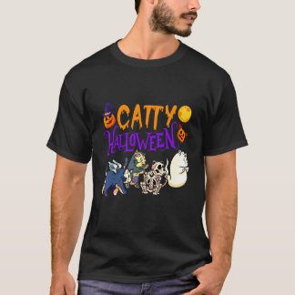 Katzen Halloween-Katze Halloween-Geisterkatze Bek T-Shirt
