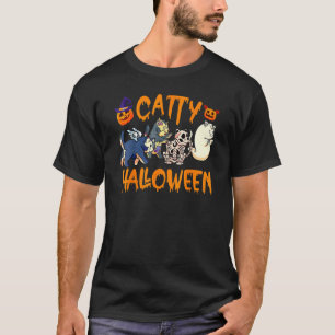 Katzen Halloween-Katze Halloween-Geisterkatze-Bek T-Shirt