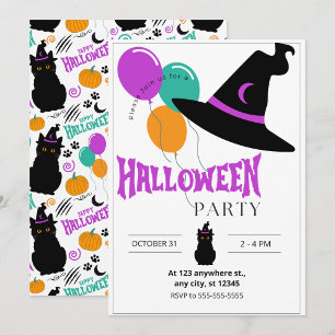 Katzen-Halloween-Party-Einladung Einladung