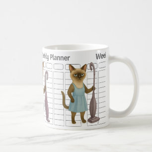 Katzen-Hausfrau Wochenplaner Kaffeetasse