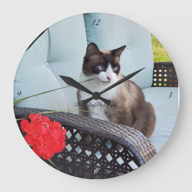 Katzen-Haustierfamilie Große Wanduhr (Vorderseite)