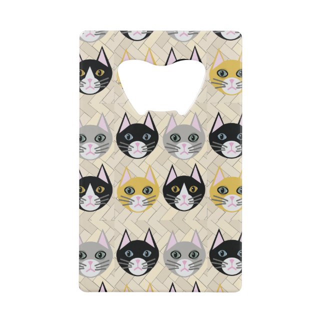 Katzen Herringbone Beige Geldbeutel Flaschenöffner (Vorderseite)