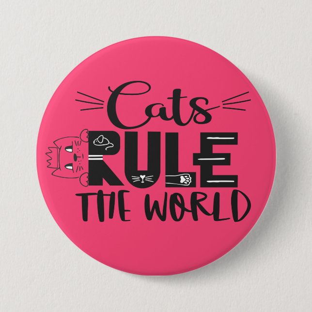 Katzen herrschen die Welt und schreiben niedliche  Button (Vorderseite)