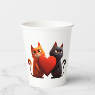 Katzen, Herz, Haustier Pappbecher