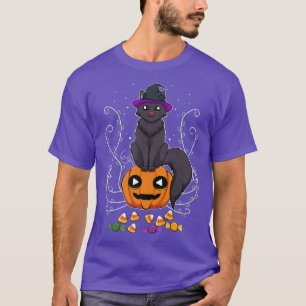 Katzen-Hexen-Lazy-Halloween-Kostüm Süße Kürbis-Süß T-Shirt