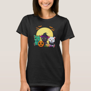 Katzen-Hexen-Zombie-Vampir-Faule-Halloween-Kostüm- T-Shirt