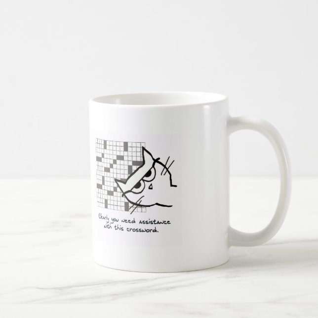 Katzen-Hilfen beim Kreuzworträtsel - lustige Kaffeetasse (Rechts)