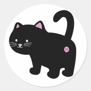 Katzen-Hinternschwarzes Runder Aufkleber