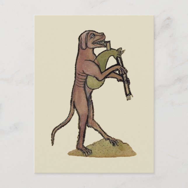 Katzen/Hund, der in Dudelsacken spielt Postkarte (Vorderseite)