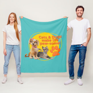 Katzen & Hunde machen das Leben zum Kinderspiel! Fleecedecke