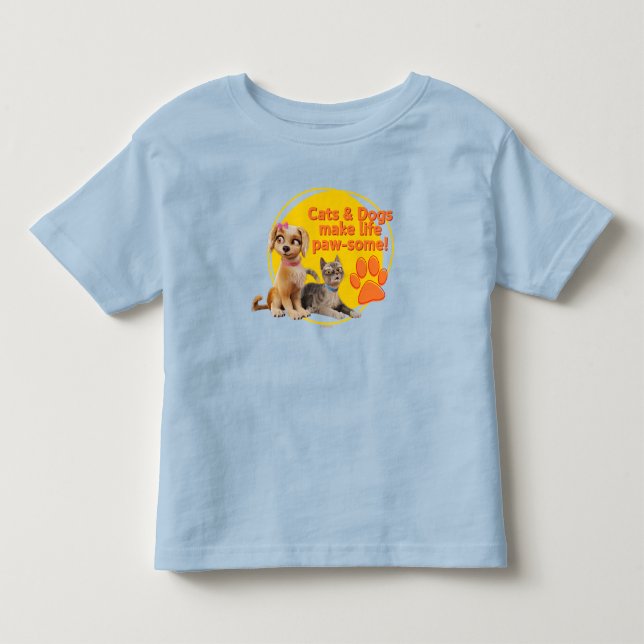 Katzen & Hunde machen das Leben zum Kinderspiel! Kleinkind T-shirt (Vorderseite)