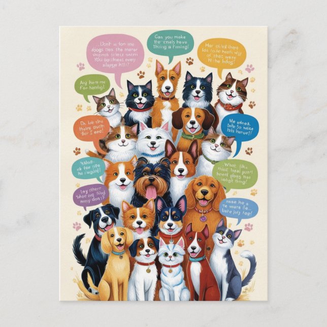Katzen & Hunde sagen die dunkelsten Dinge - Funny  Postkarte (Vorderseite)