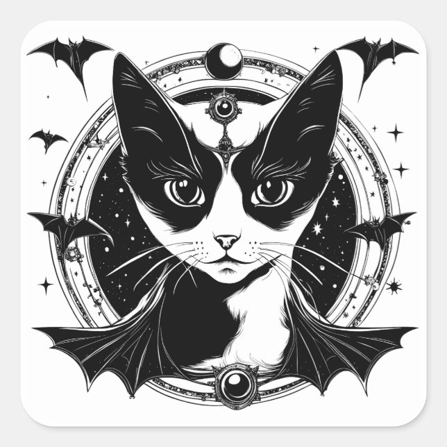 Katzen I Quadratischer Aufkleber (Vorderseite)