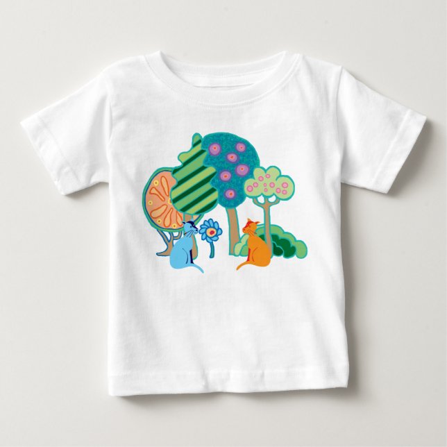 Katzen im Garten Baby T-shirt (Vorderseite)