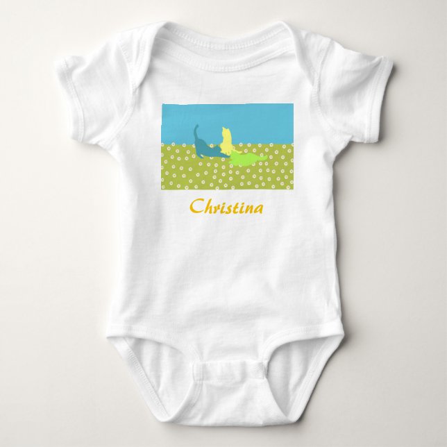 Katzen im grasbewachsenen Baby-Bodysuit Baby Strampler (Vorderseite)