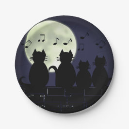 Katzen im Mondlicht. Pappteller