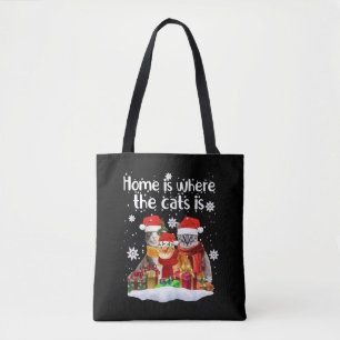 Katzen im Schnee Winter Weihnachtsmannmütze Kätzch Tasche