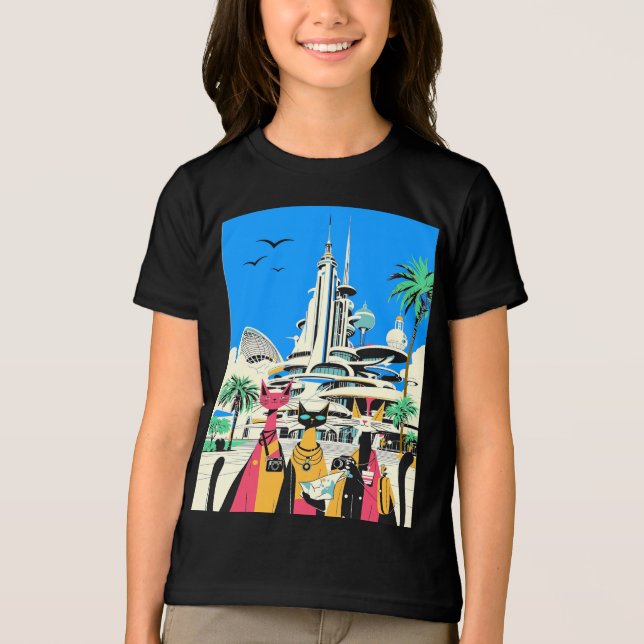 Katzen im Urlaub Besuch der Zukunft Tri-Blend Shirt (Vorderseite)