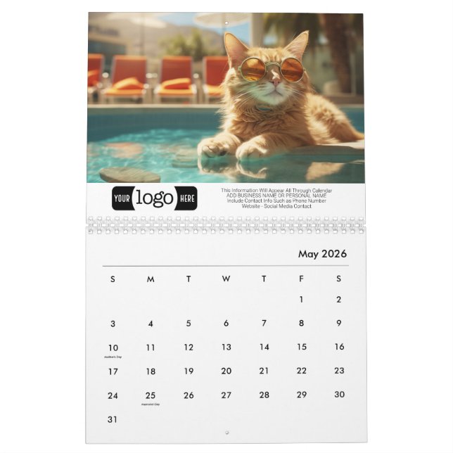Katzen im Urlaub - Logo für Geschenke für Unterneh Kalender (Mai 2026)