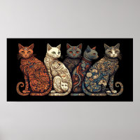 Katzen im Viktorianischen Tapetenstil